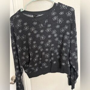 Art Class Charcoal Floral Waffle Top